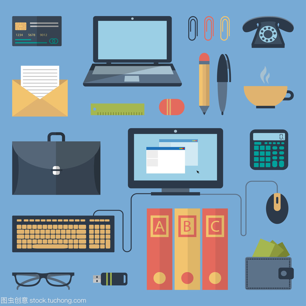 平面样式办公用品套装 提升办公效率与美学体验